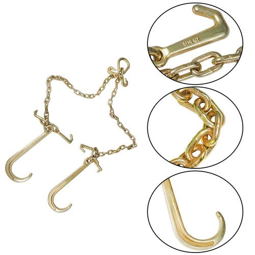 DURAFORCE FIT For G70 5/16" V-Chain Bridle w/ 15" Large J Hooks,J-Hook w/ Grab Hooks 3' US