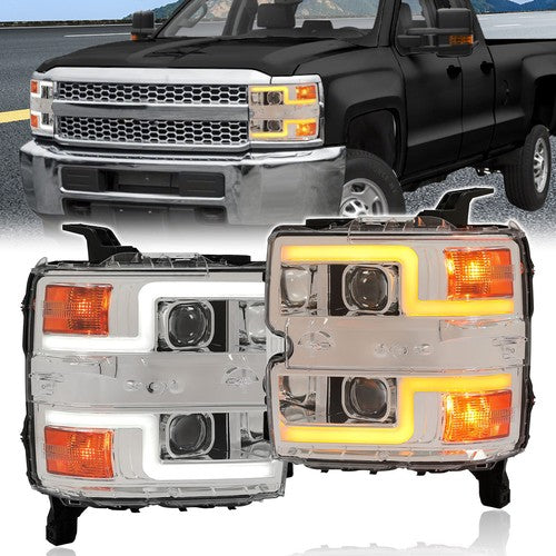 15-19 Chevy Silverado 2500HD 3500HD Sequential LED DRL Projector Headlights