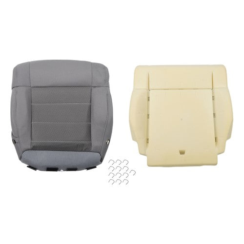 DURAFORCE Cloth Passenger Bottom Seat Cover&Foam Cushion Gray For Jeep Wrangler 2007-2012