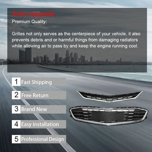 DURAFORCE New Honeycomb Grill Front Bumper Upper&Lower Grille For Chevy Malibu 2016-2018