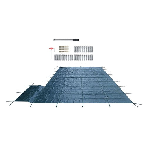 DURAFORCE Inground Pool Cover Safety Fits Rectangle Swimming Pool Mesh Solid Pool Cover