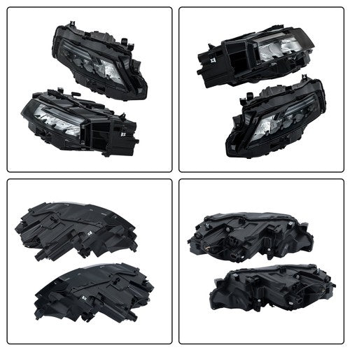 DURAFORCE LH+RH Side Black Housing For Nissan Rogue 2021-2023 Headlights Replacement LED