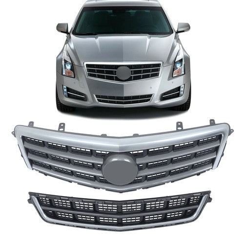 DURAFORCE For Cadillac ATS 2013-2014 2Pcs Front Upper Bumper Grille + Lower Grille Plastic