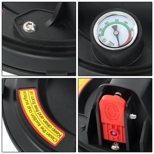 DURAFORCE 2 Pack 8" Glass Suction Cups with Pressure Gauge 440 lb Load Capacity