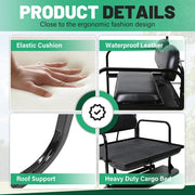 DURAFORCE Flip Folding Rear Seat Kit Back Seat For 2000.5-Up Club Car DS Golf Cart 400 lbs