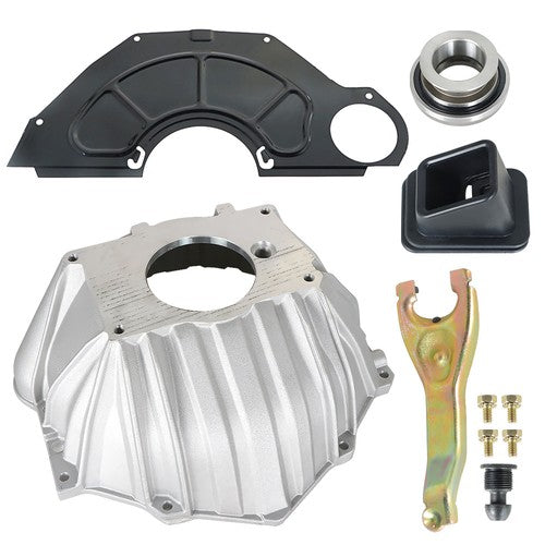 DURAFORCE Aluminium Bell Housing Kit & 11" Clutch Fork & Throwout Bearing &Cover For Chevy