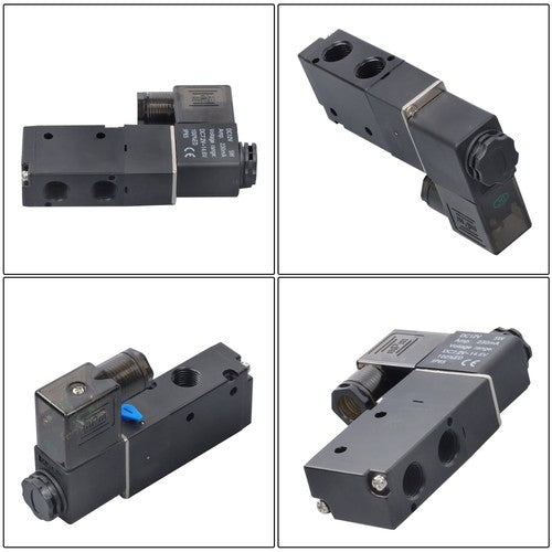 DURAFORCE DC 12V 3-Way 2 Position 1/4"PT Pneumatic Air Control NC Solenoid Valve w/ Light