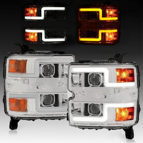 15-19 Chevy Silverado 2500HD 3500HD Sequential LED DRL Projector Headlights
