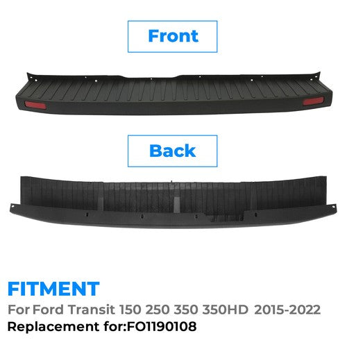 Rear Bumper Cover Top Pad With Reflectors for 15-22 Ford Transit 150 250 350