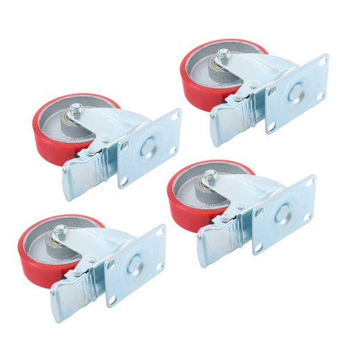 DURAFORCE 4 Inch Heavy Duty Casters, Swivel Caster Wheels with Brake, Polyurethane