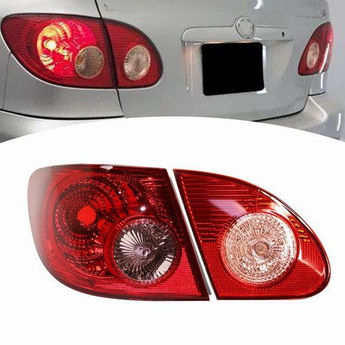 DURAFORCE Outer Inner Tail Lights Driver Side for 2003-2008 for Toyota Corolla Clear Lens