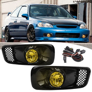 DURAFORCE For 1999-2000 Honda Civic Front Bumper Yellow Lens Halogen Fog Lights Lamp