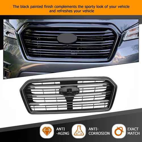 Glossy Black Front Upper Grille Mesh Fit For 2019 2020 2021 2022 Subaru Ascent