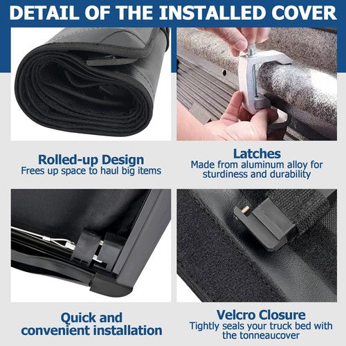Soft Roll Up 5.8 FT Tonneau Cover with Light for GMC Sierra Silverado 1500 2007-2025