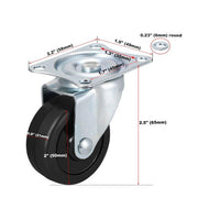 DURAFORCE 2" Swivel Caster Wheels Rubber Base & Top Plate Bearing Heavy Duty 24 Pack