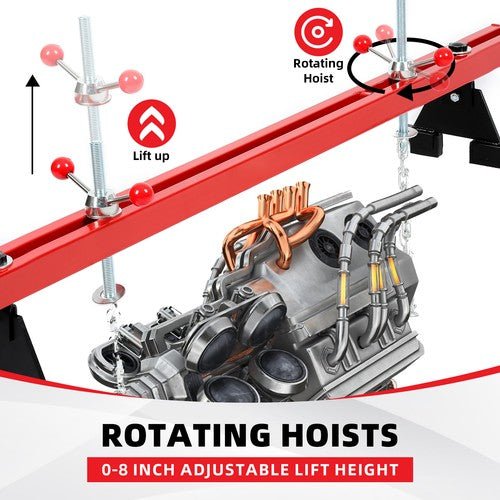 Engine Support Bar 1100lb Motor Transverse Bar Lift Holder Dual Hook Cross