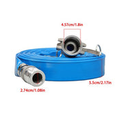 DURAFORCE Blue 1-1/4" x 50FT PVC Irrigation Discharge Hose W/Aluminum Connectors for Pools