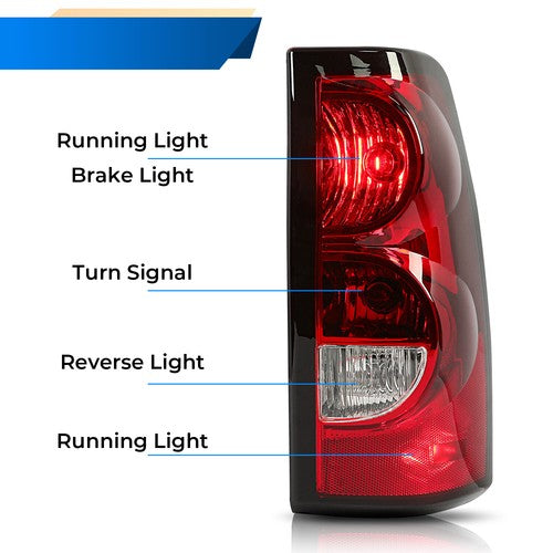 Rear Brake Tail Lights for Chevy Silverado 1500 2500 3500 HD 2003 2006 with Bulb