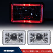 DURAFORCE 5" 4x6 Clear Lens Red LED Diamond Cut Semi Sealed Beam Projector Headlights