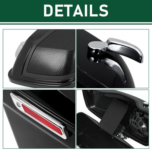 DURAFORCE 4" Stretched Extended Hard Saddlebags Speaker Lid 5x7 For Harley Touring 93-13