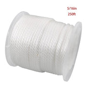 DURAFORCE 5/16 Inch 250ft White Nylon Solid Braid Rope | High UV & Abrasion Resistance