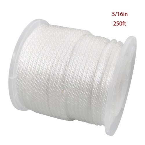 DURAFORCE 5/16 Inch 250ft White Nylon Solid Braid Rope | High UV & Abrasion Resistance