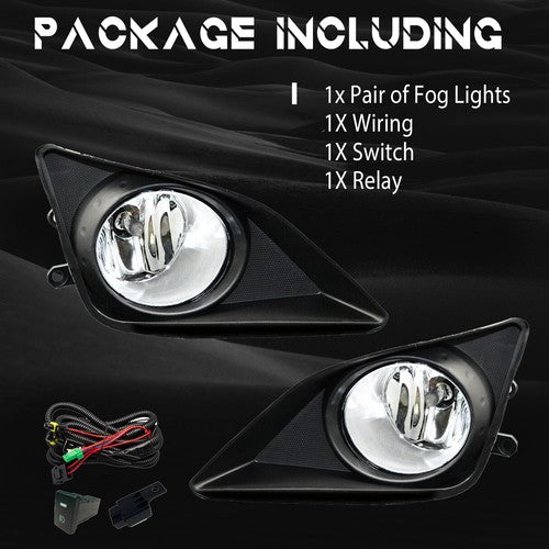 DURAFORCE Pair Clear Bumper Driving Fog Lights Lamps w/Switch for 2009-2010 for Toyota Corolla