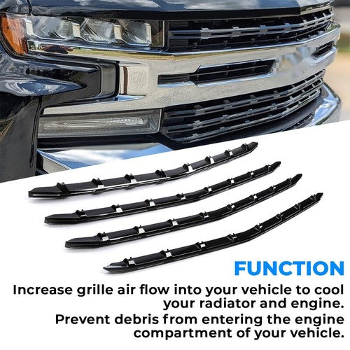 Black Grille Insert Trim Grill Overlay for 2019-2021 Chevy Silverado 1500 LT RST