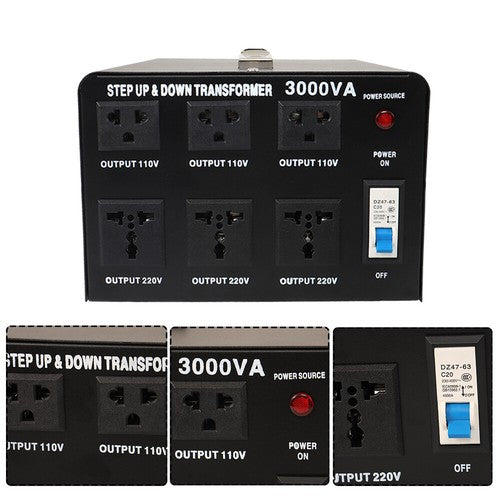 DURAFORCE Step Up/Down 110-120V to 220-240V Converter 3000W Voltage Transformer US
