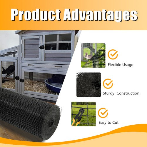 DURAFORCE 1"x1" 16 Gauge 24"x50' Welded Wire Fence Vinyl Coated Chicken Rabbit Mesh