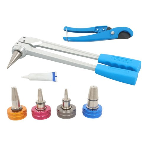 DURAFORCE Precision Manual PEX Pipe Expander Tool Kit Expansion Heads W/ 3/8",1/2",3/4",1"