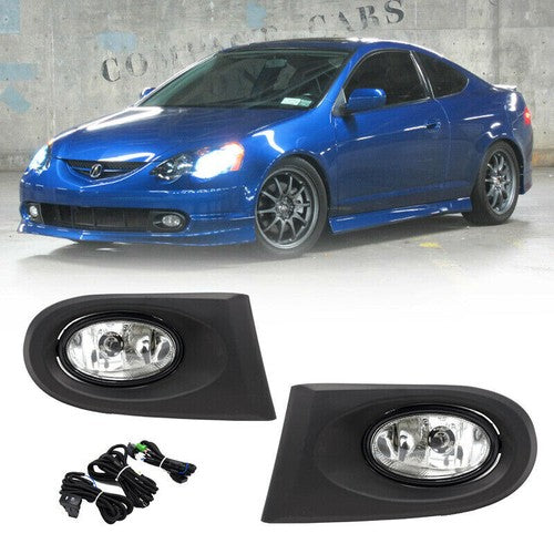 DURAFORCE Clear Lens Bumper Fog Lights Lamps w/wiring for 2002-2004 for Acura RSX 2DR