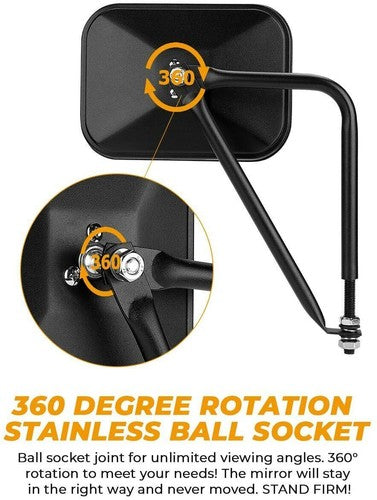 DURAFORCE Door Off Quick Release Side Hinge View Mirrors for Jeep Wrangler JK CJ YJ TJ JL