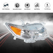 DURAFORCE Front Headlights Headlamps For Toyota Camry LE XLE 2010-2011 RH Side Clear Lens