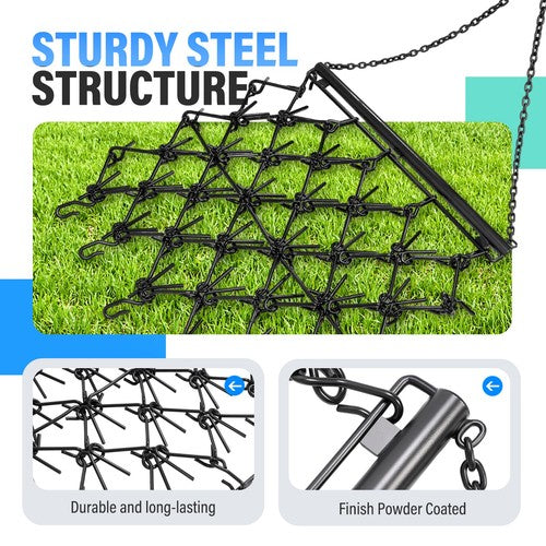 Steel Drag Harrow 4X4FT Heavy Duty Chain for ATV UTV Tractor Leveling Grading