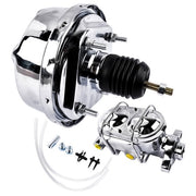 DURAFORCE New 7" Brake Booster with Bail Top Master Cylinder, 1" Bore, Chrome-Plated Steel