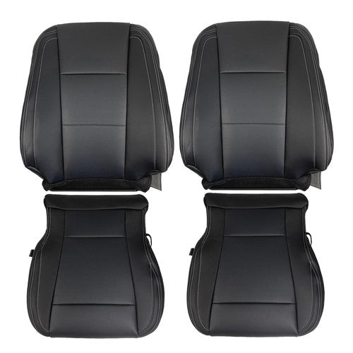 DURAFORCE Black For Ford F150 2015-2017 Driver&Passenger Bottom And Top Seat Cover Leather