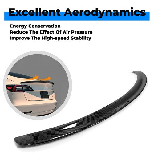 Rear Trunk Spoiler Wing for 2017-2023 2019 Tesla Model 3 Carbon Fiber Look