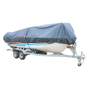DURAFORCE V-HULL BOAT COVER WATERPROOF TRAILERABLE FISHING SKI BASS 210D 17-19FT GRAY