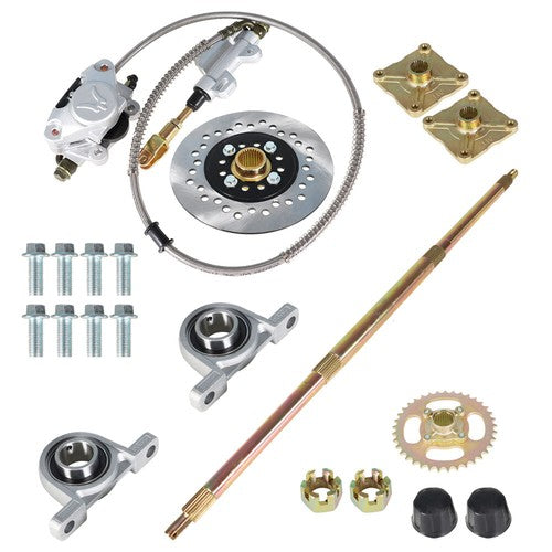 DURAFORCE Go Kart ATV Live Rear Axle Kit + Brake Assembly +Sprocket Hub Drift Trike 32"