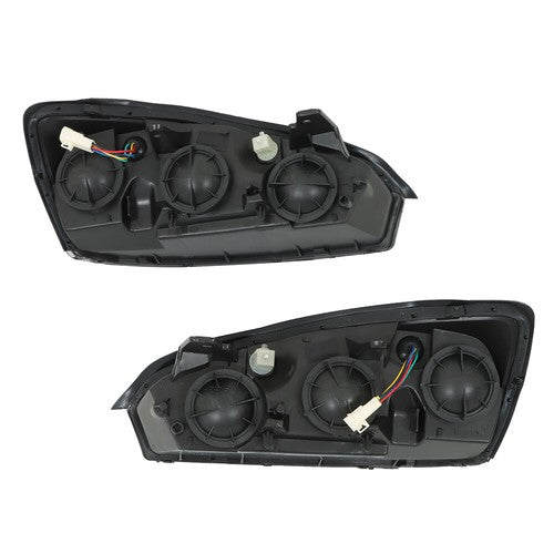 DURAFORCE RH & LH Headlights Headlamps Housing Halogen Black For Chevy Malibu 2004-2008