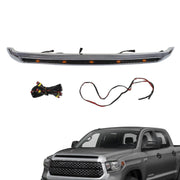 DURAFORCE Chrome Front Upper Hood Bulge Molding Grille w/Lights for 2014-21 Toyota Tundra