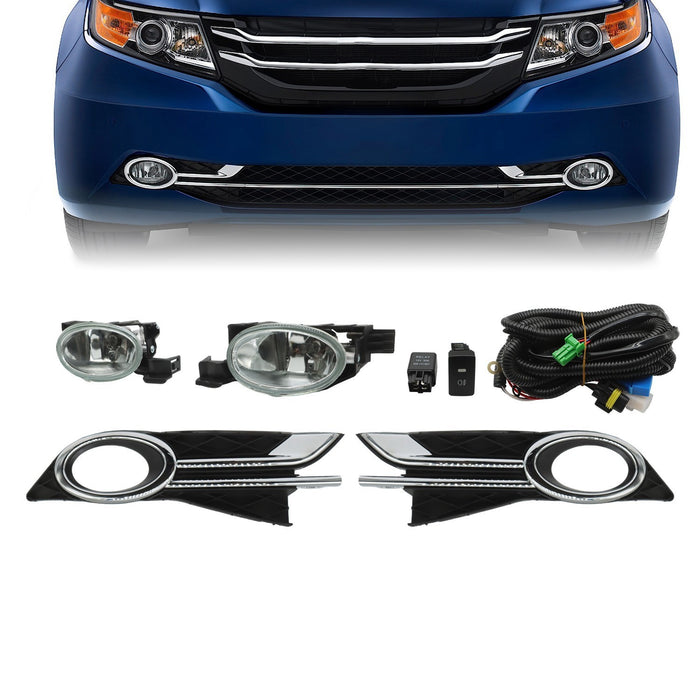 DURAFORCE 14-16 Honda Odyssey Clear Lens Bumper Fog Light Lamp w/ Bezel & Switch