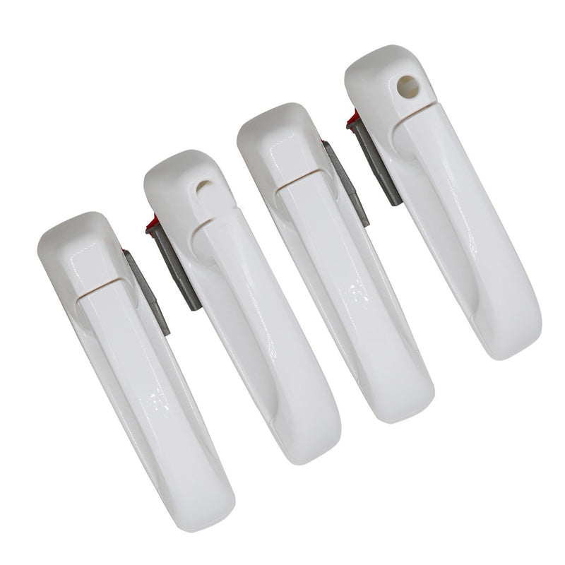 DURAFORCE Set of 4 Bright White Front & Rear Door Handles for Dodge Ram 2012-2018