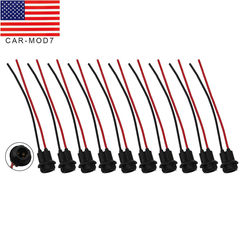 DURAFORCE Pack of 10 T10 194 168 Pigtail Light Wiring Harness Socket Extension