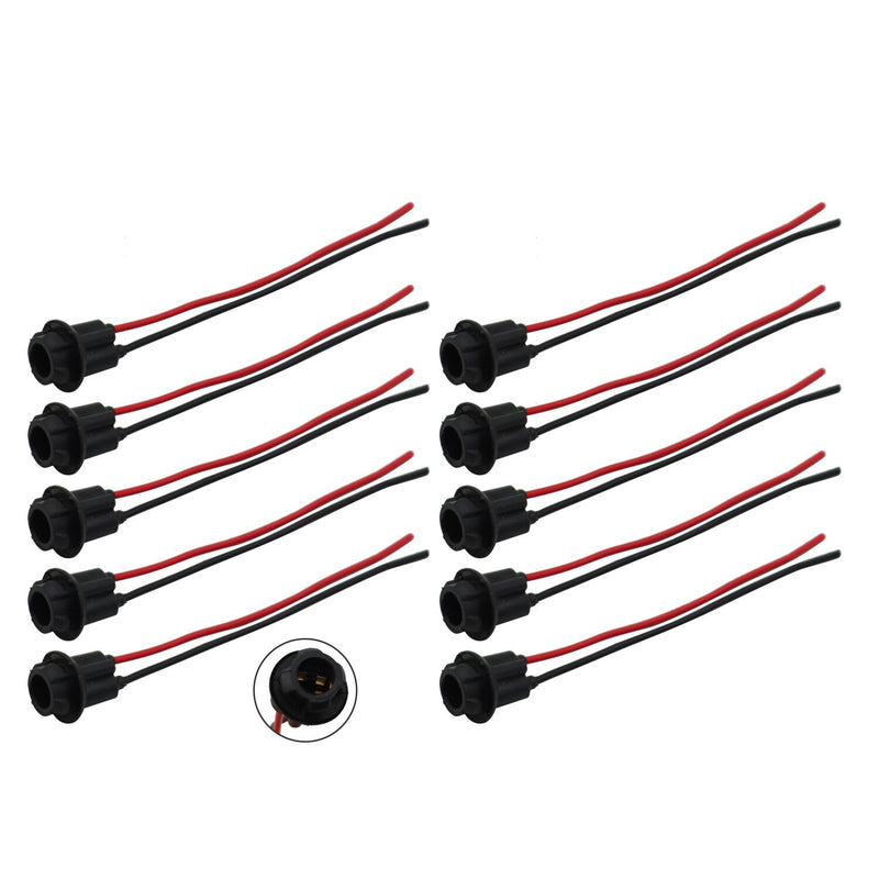 DURAFORCE Pack of 10 T10 194 168 Pigtail Light Wiring Harness Socket Extension