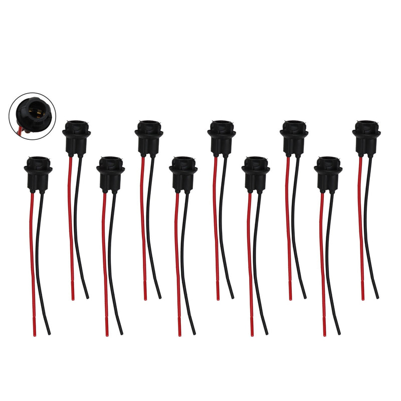 DURAFORCE Pack of 10 T10 194 168 Pigtail Light Wiring Harness Socket Extension