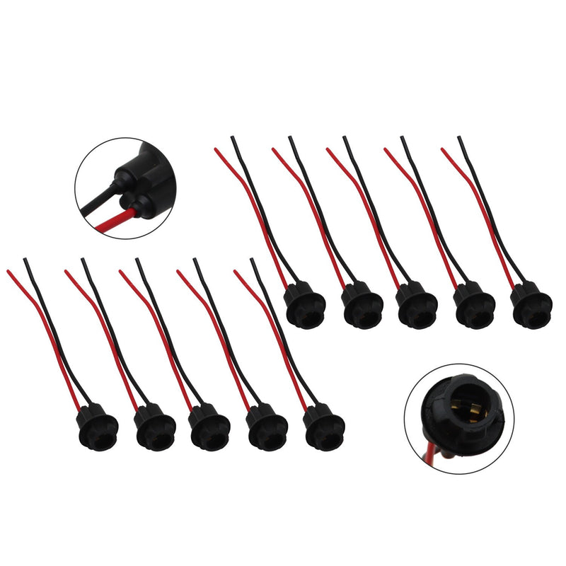 DURAFORCE Pack of 10 T10 194 168 Pigtail Light Wiring Harness Socket Extension