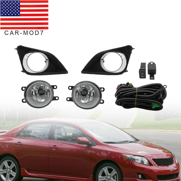 DURAFORCE 2009-2010 Toyota Corolla Clear Fog Lights Pair w/ Covers & Switch