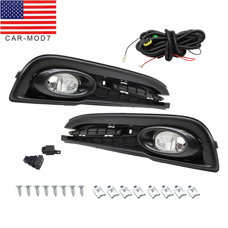 DURAFORCE Pair 2013-2015 Honda Civic Sedan Clear Fog Lights Bumper Lamps w/Wiring